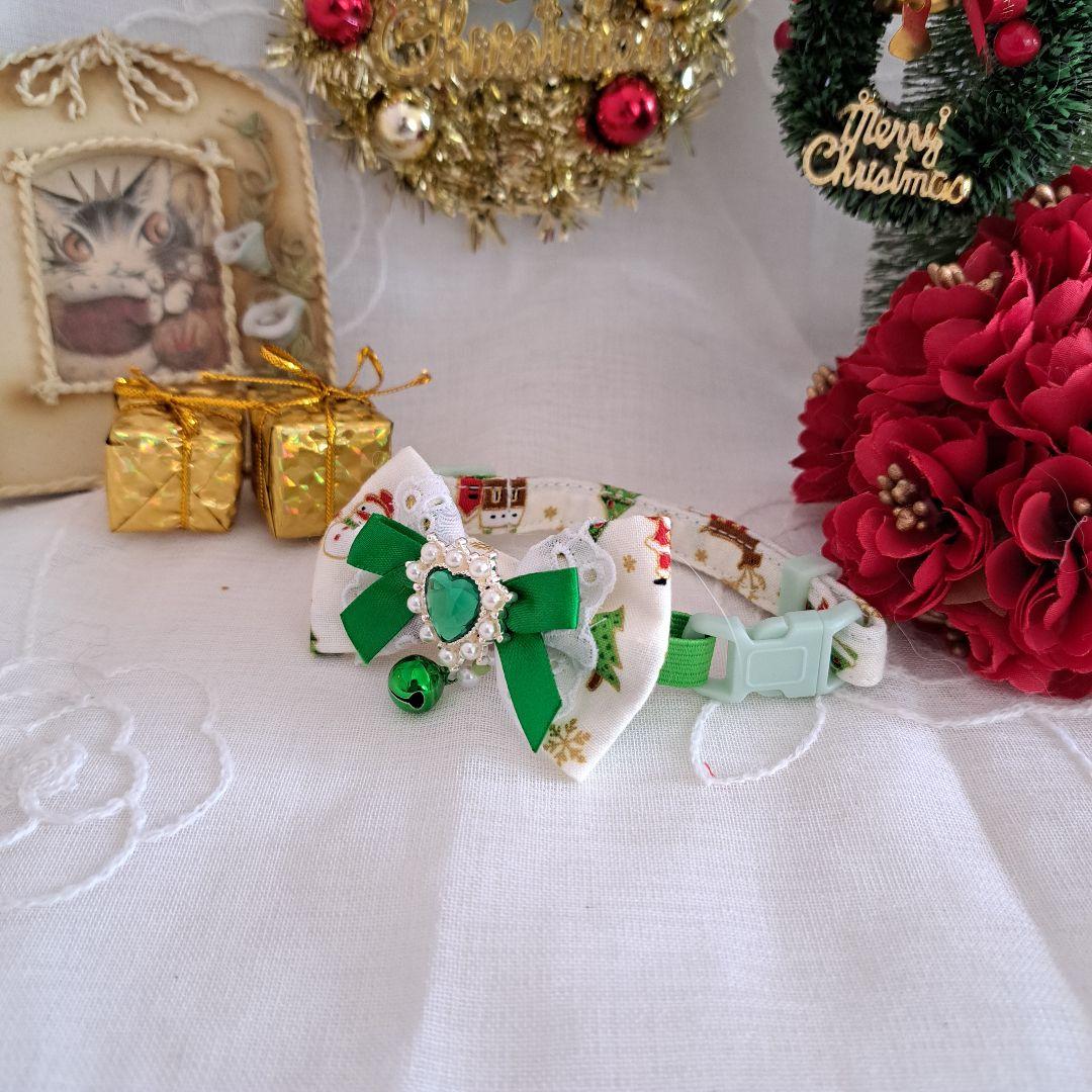 クリスマス(白サンタ&雪だるま)わんちゃん猫ちゃん用首輪