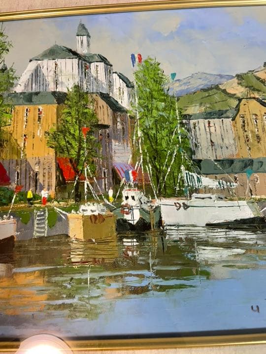 絵画　油絵　オンフルール（フランス）【肉筆】【油絵】【外国の風景】