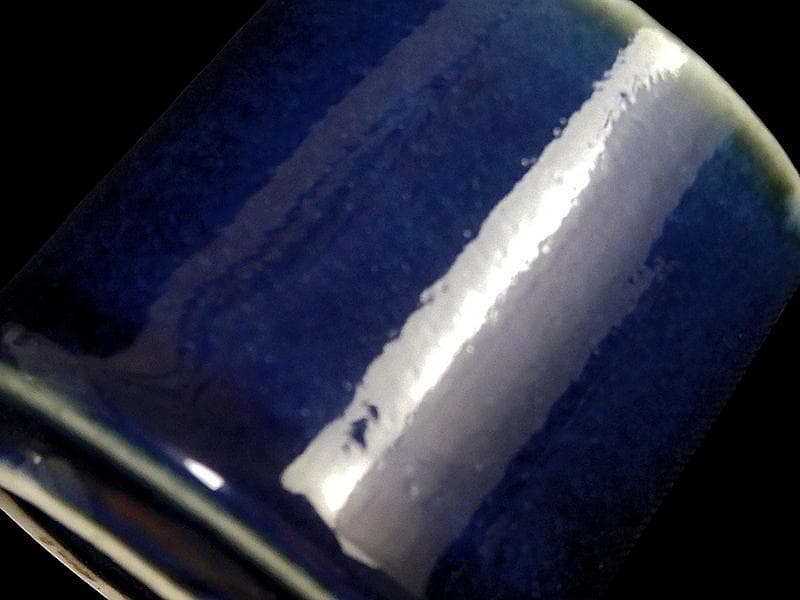 古伊万里　瑠璃色　のぞき　猪口　D312AS-CYk