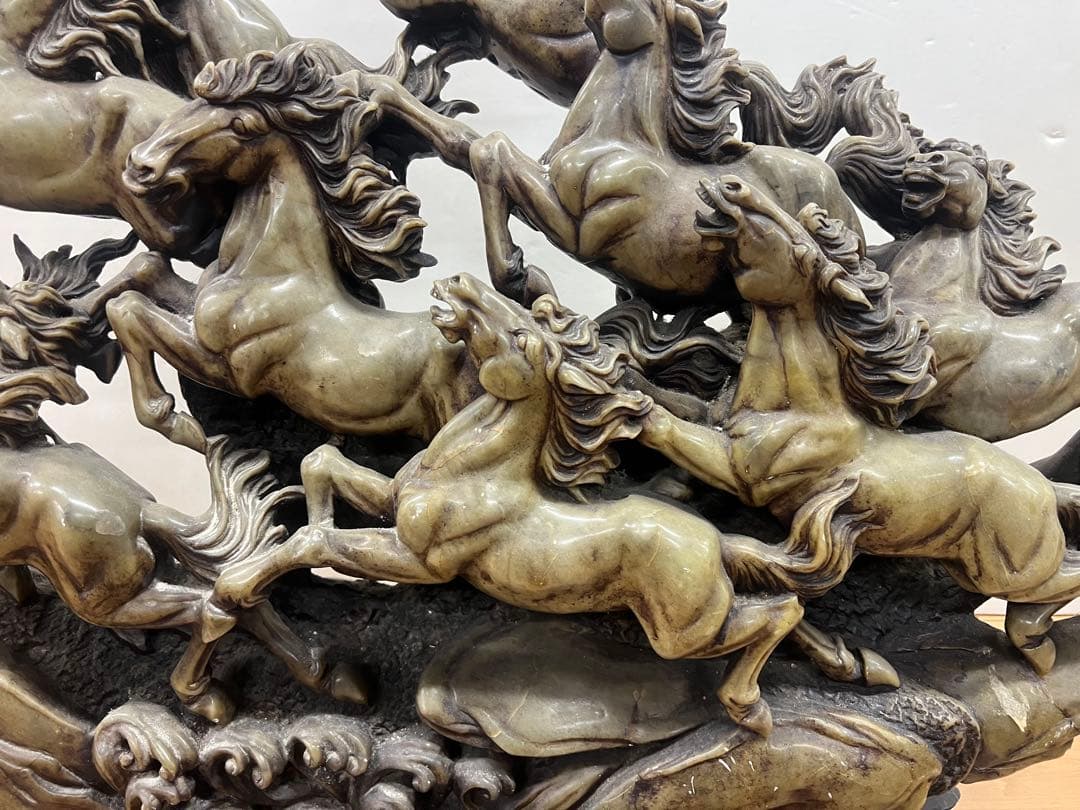 九頭馬　寿山石　置物　取引限定