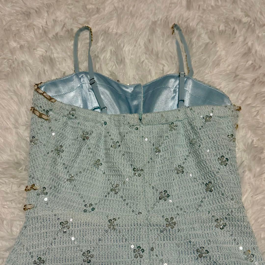 IRMA イルマ　水色 Sサイズ　ミニドレス　レース　ビジュー　Aライン