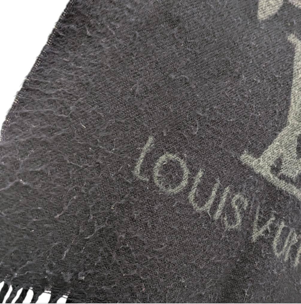 Louis Vuitton ルイヴィトン マフラー ブラック x グレー