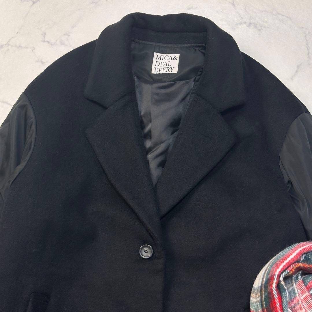 マイカアンドディール　ベスト付き袖切替　ウールチェスターコート