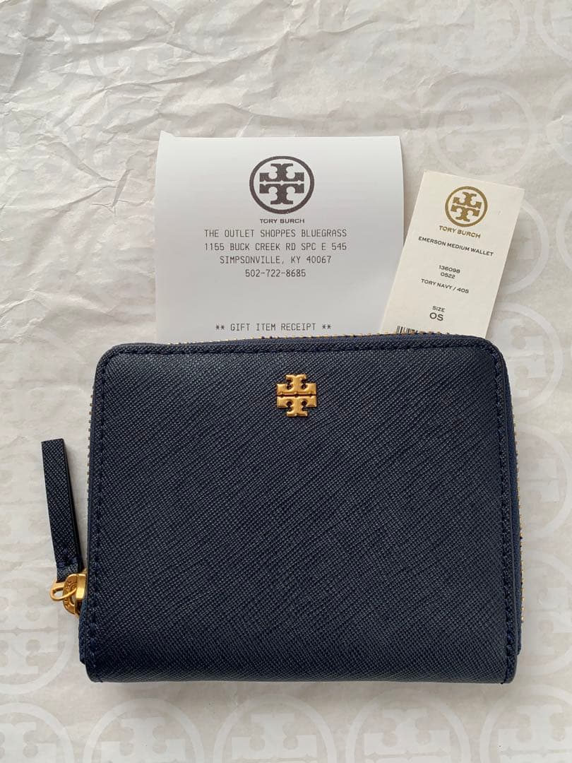 ◼️新品未使用◼️紺◼️トリーバーチ折財布◼️EMERSON MEDIUM WALLET