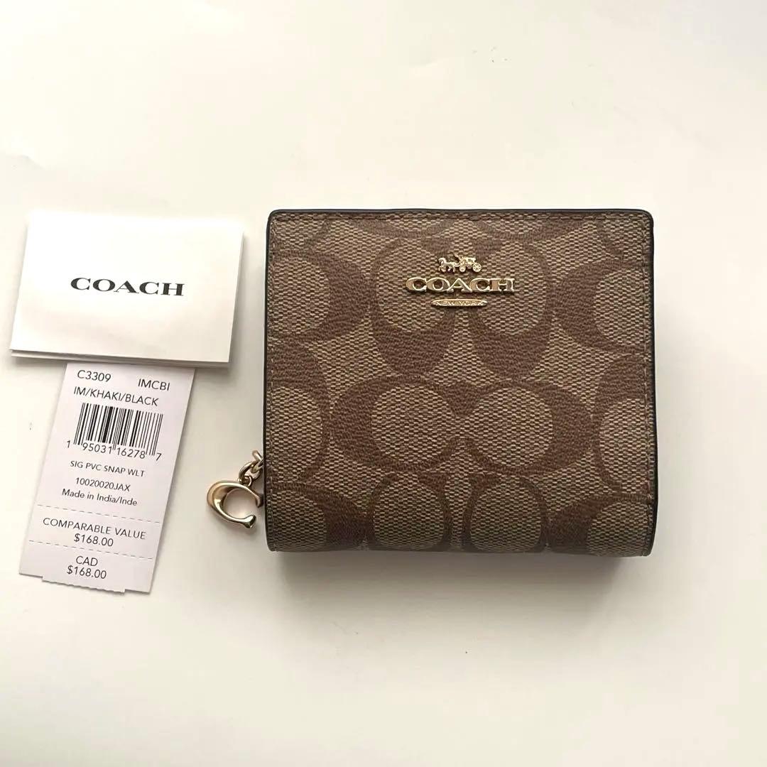 COACH コーチ スナップ折り財布 シグネチャー C3309 IMCBI