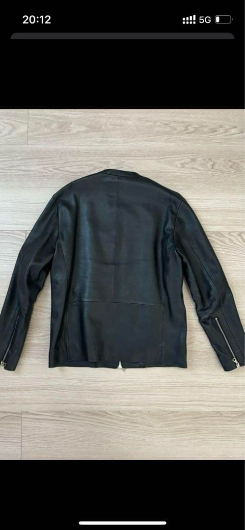 アダムエロペ レザージャケット ノーカラー ライダース　M シープスキン