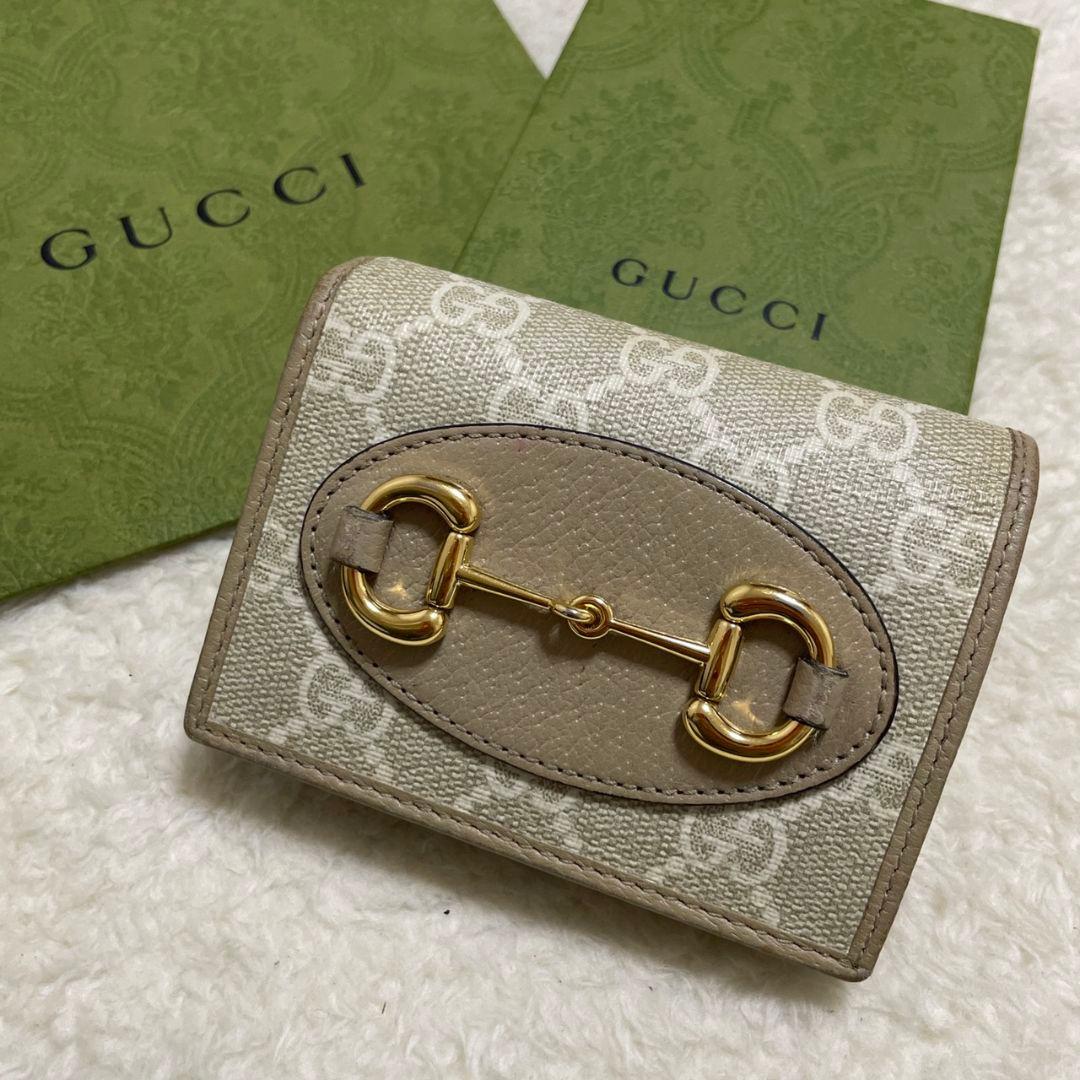 グッチ　GUCCI　折り財布　ホースビット　ベージュ　美品‼️