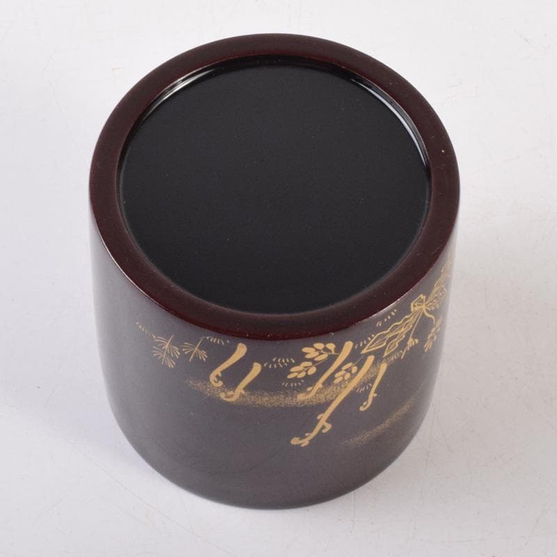 茶道具　輪島塗　元岡清斉作　春草蒔絵　金輪寺棗　共箱　V　7203