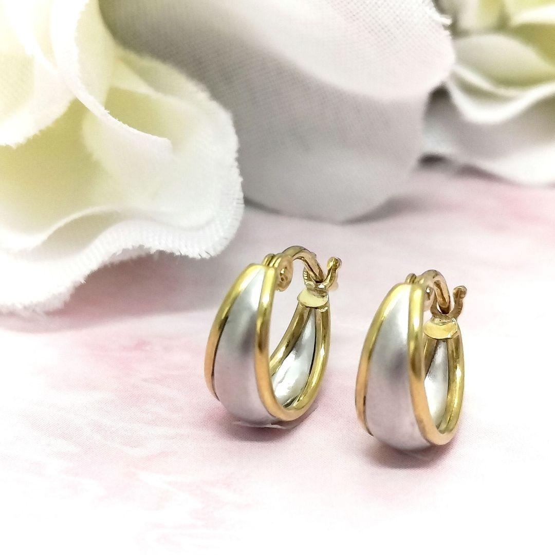 K18/Pt900 月型甲丸 フープ ワッカ スナップピアス ユニセックス