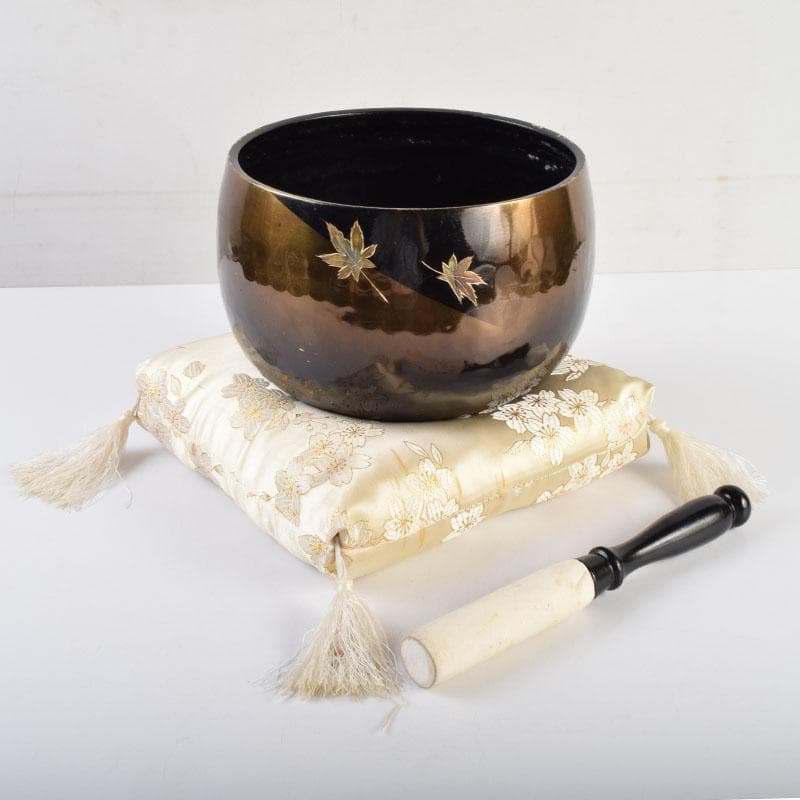 仏教美術　仏具　銅製鎚目　紅葉蒔絵　本手打　おりん　V　8937