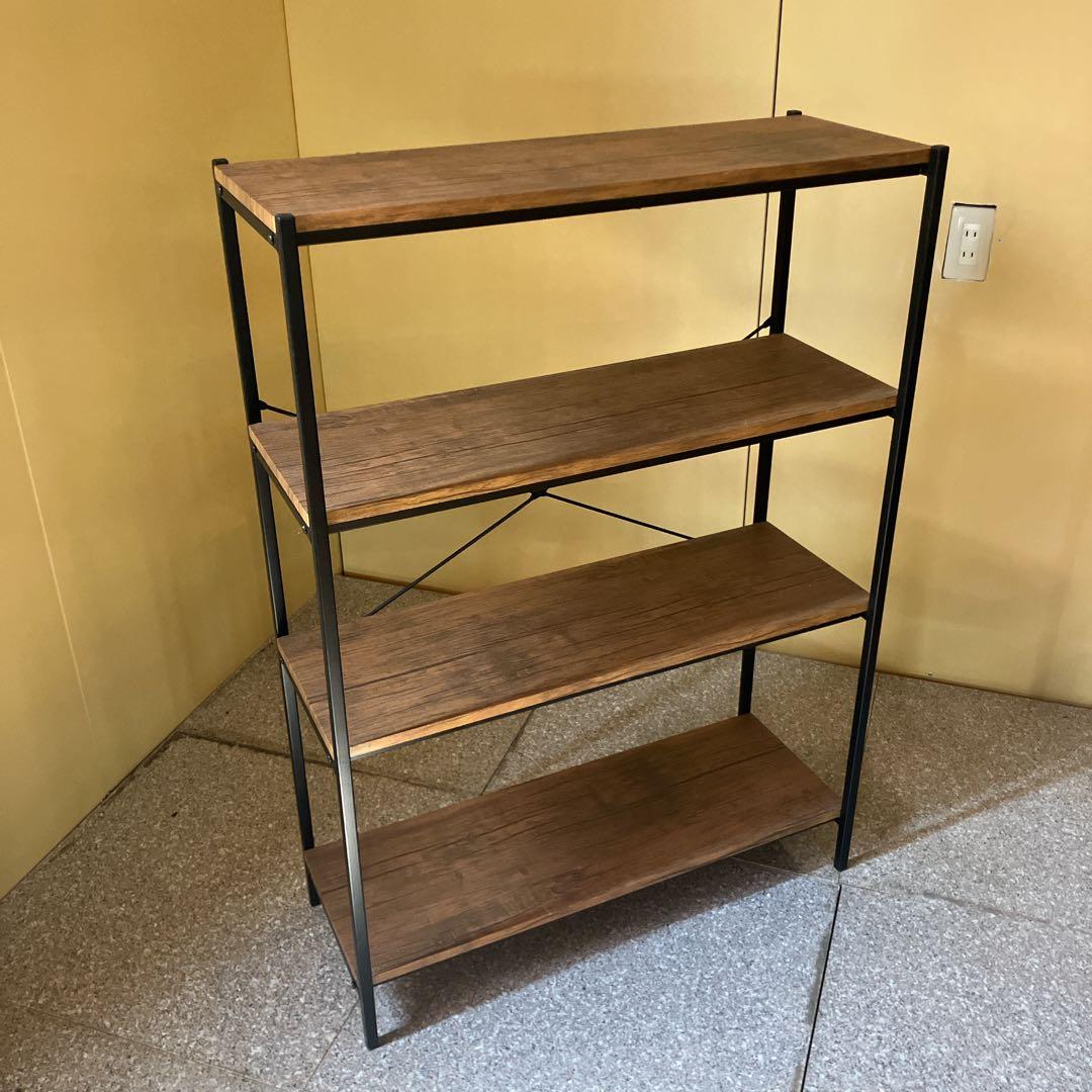 Salut!　サリュ オールドアイアンラックワイド4段シェルフ　ディスプレイ棚