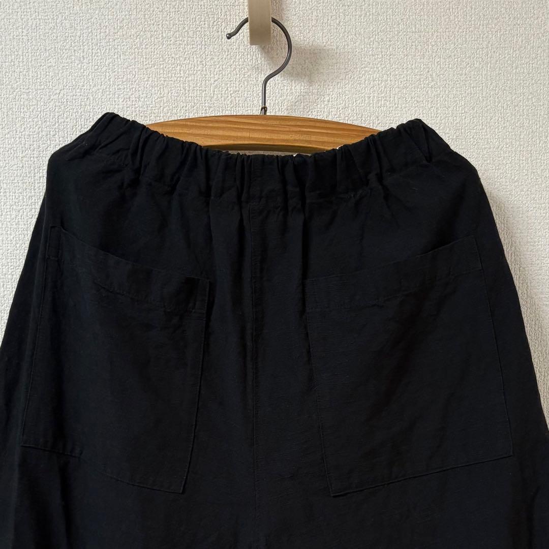 美品☆ヤンマ産業 yamma☆会津木綿 ソフトサルエルパンツ +10cm丈 黒