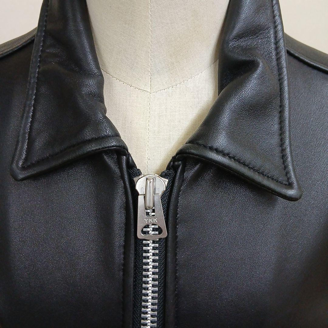 レトログレード襟つきシングルライダースシープスキン