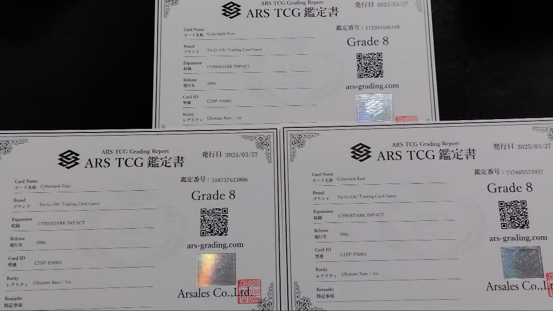 ARS8「サイバー ダークホーン、エッジ、キール」英語版 1st レリーフセット