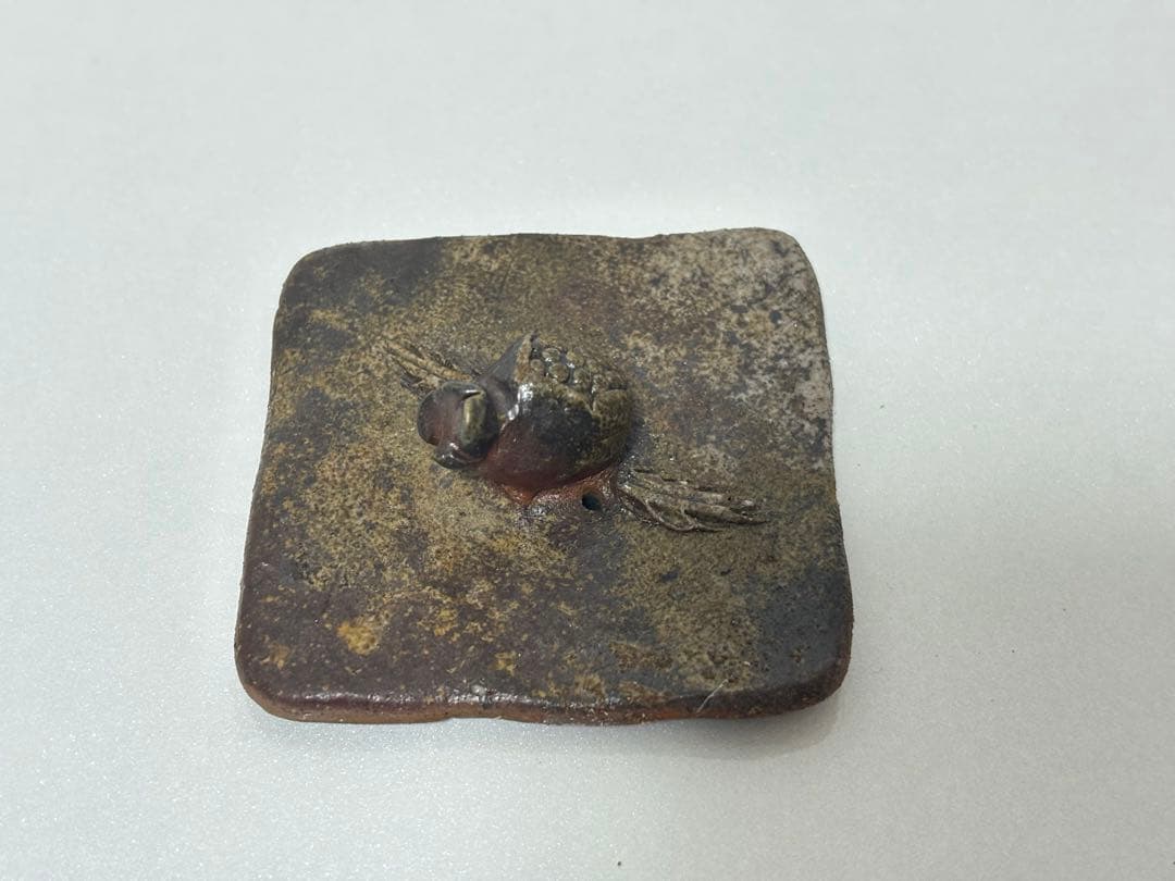 ⑭備前焼 宝瓶 登り窯 柘榴 ザクロ 4角 手びねり 急須