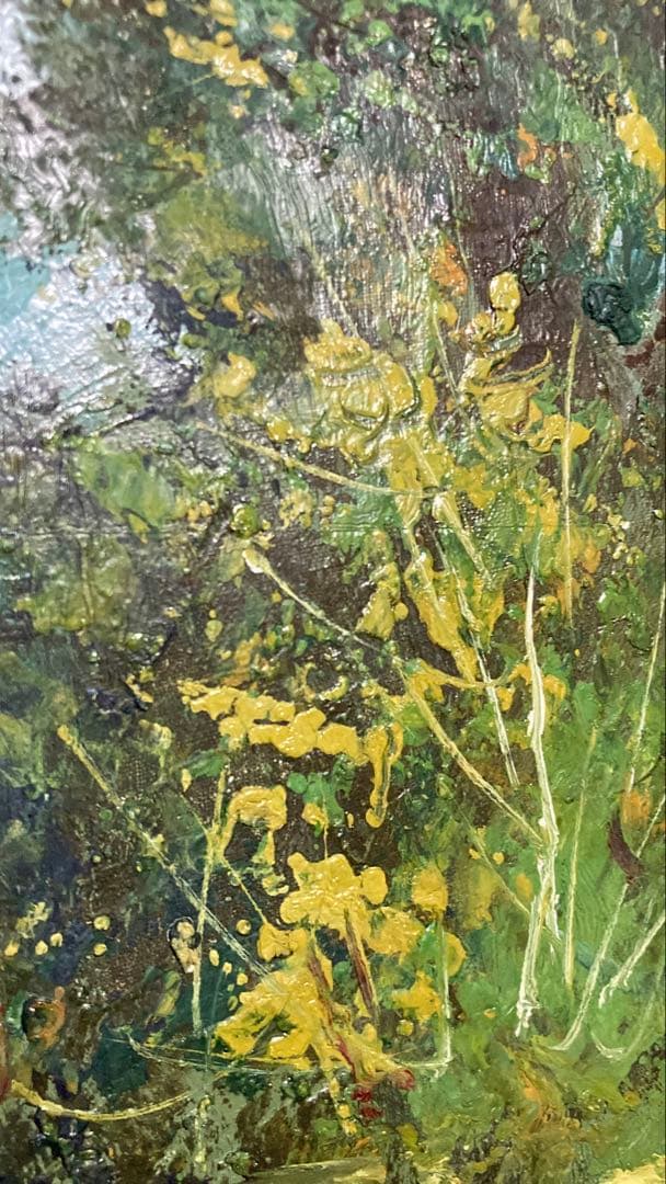 ★送料込★ 【肉筆油絵】✰︎ 豪華額装 ✰︎ F8号相当「水辺の風景」サイン有