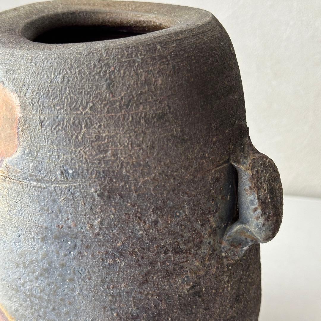 和仁栄幸(正興) 備前 花器 窯変耳付花入 共箱