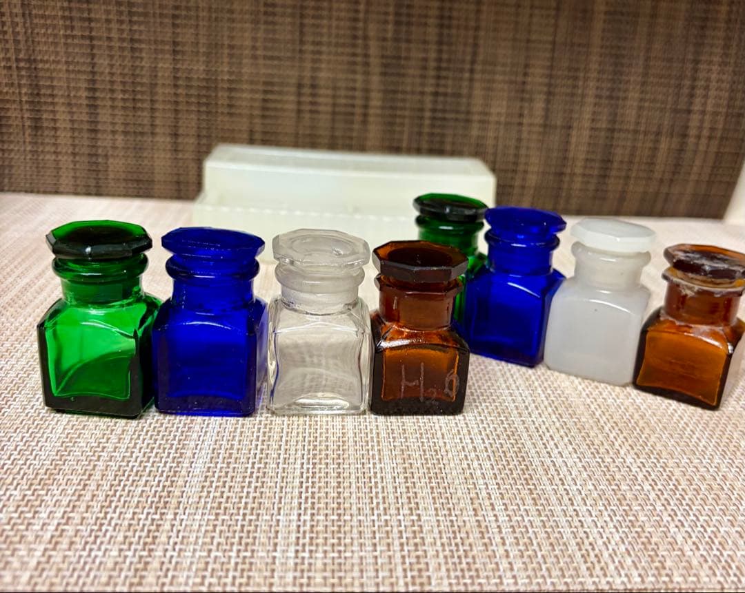 戦前 歯医者 薬瓶 ミルクガラス 薬瓶台 セット