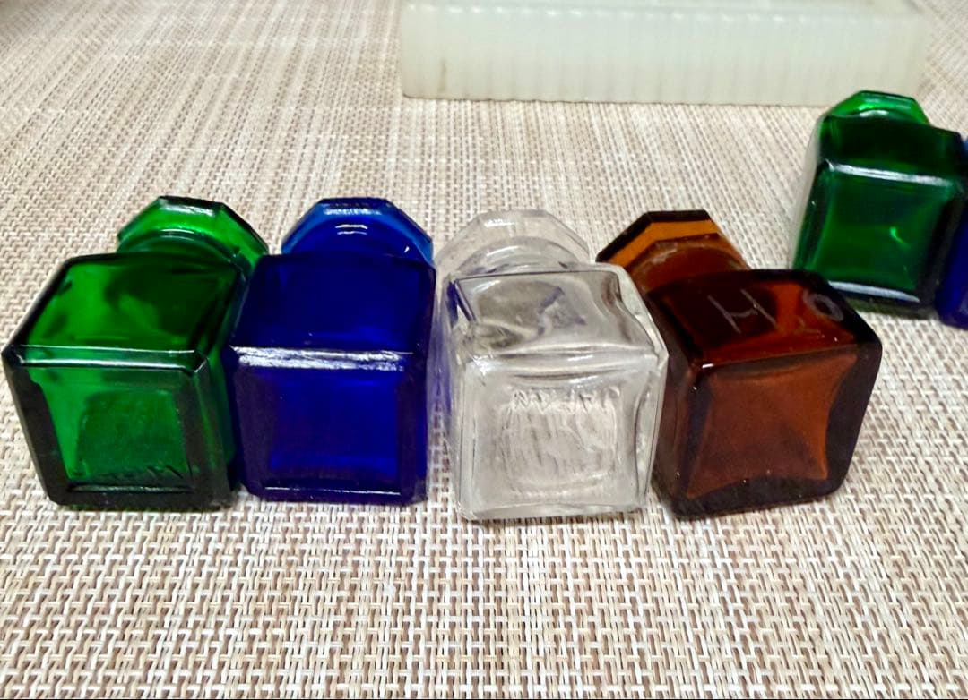 戦前 歯医者 薬瓶 ミルクガラス 薬瓶台 セット