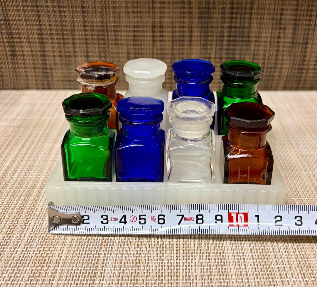 戦前 歯医者 薬瓶 ミルクガラス 薬瓶台 セット