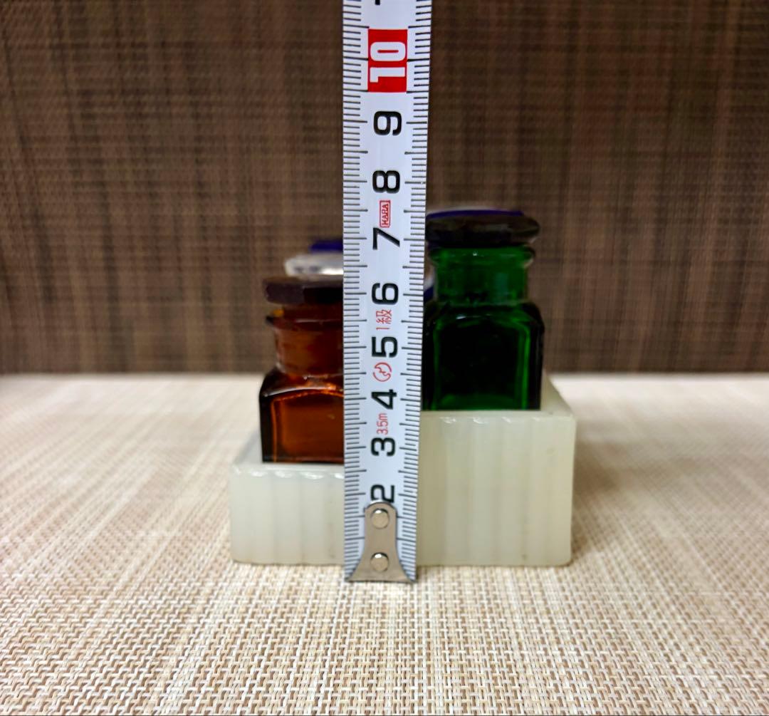 戦前 歯医者 薬瓶 ミルクガラス 薬瓶台 セット