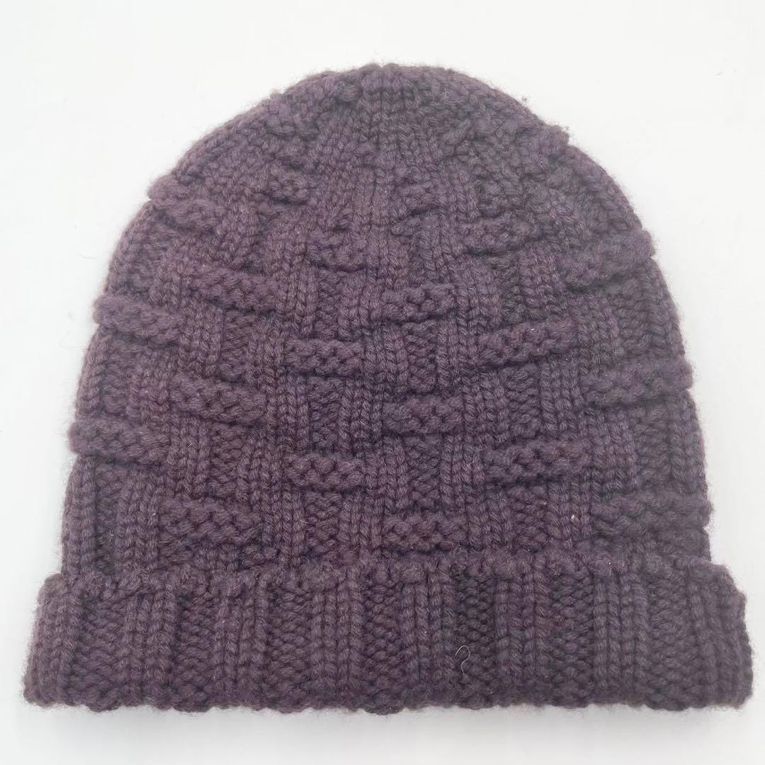 極美品　エルメス　ニット帽　ビーニー　カシミヤ100% H柄　ボルドー　S