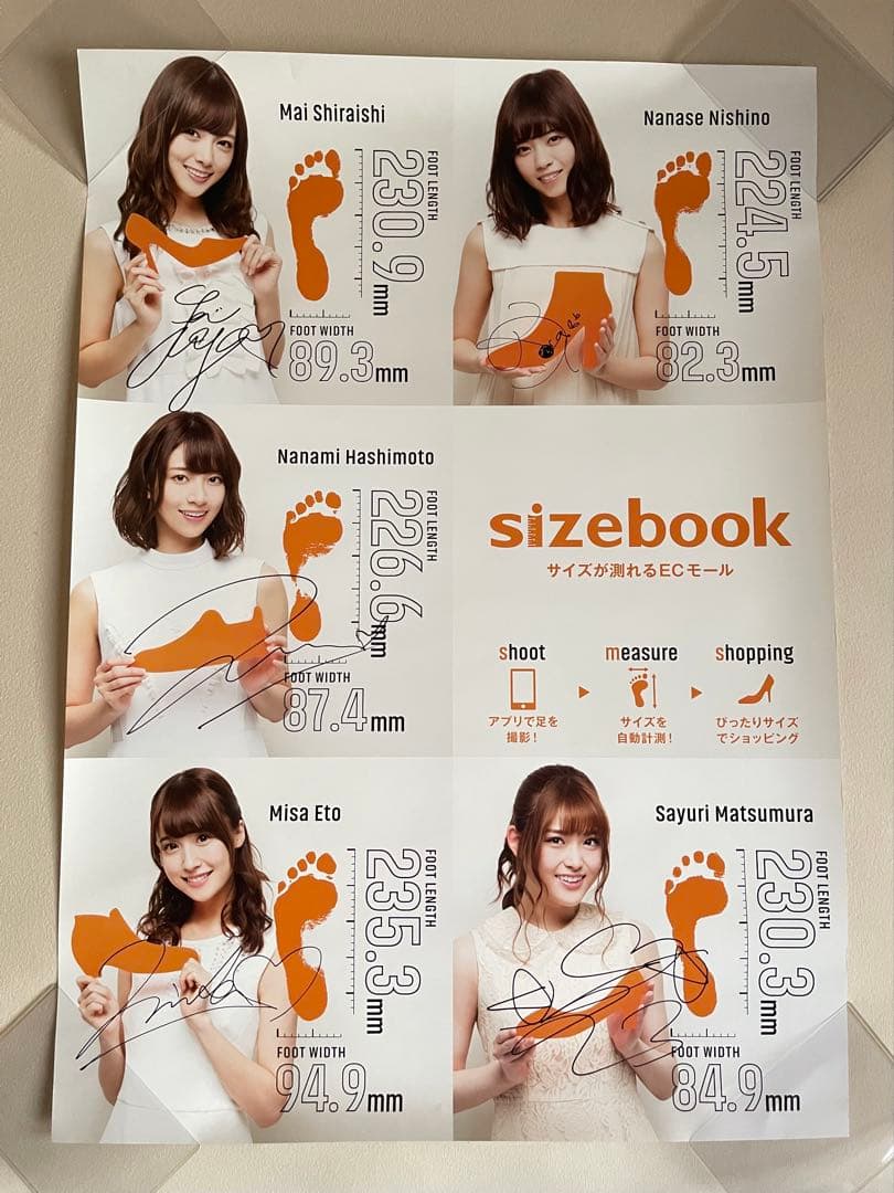 ポスター sizebook 乃木坂46 サイン 白石麻衣,西野七瀬,橋本奈々未