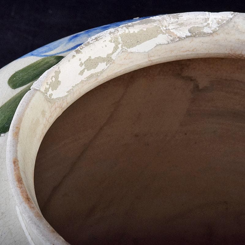 朝鮮美術　李朝　高麗白磁　色絵　花文　壷　高さ約31㎝　V　R7859B