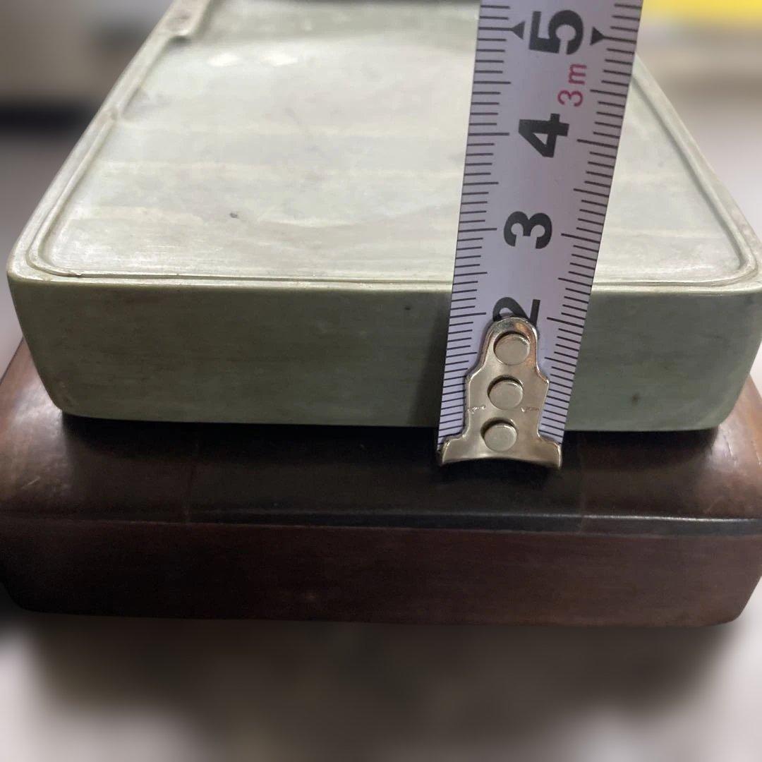 緑硯　中国硯　彫刻　古美術　唐木ケース