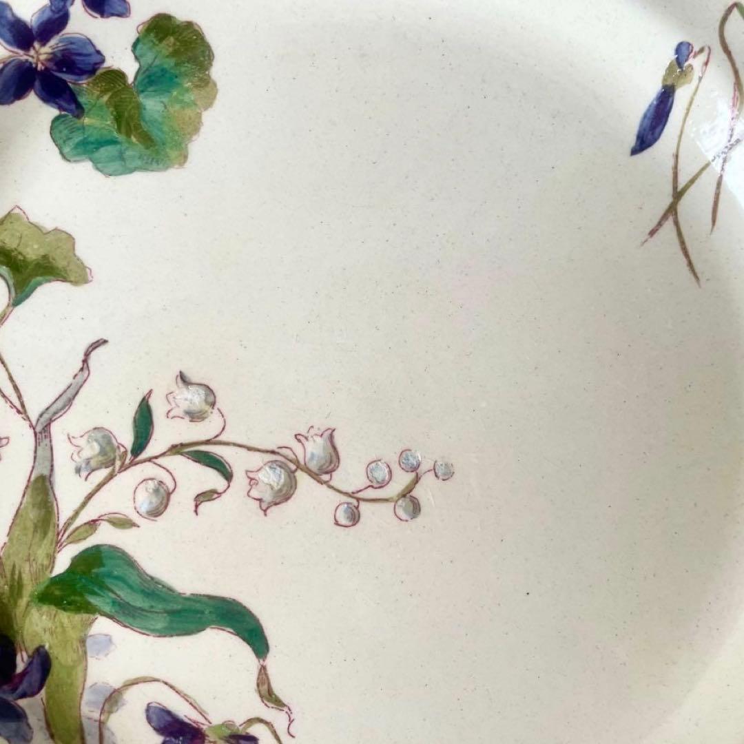 【レア】すずらんとスミレのプレート皿　ロンシャン　鈴蘭すみれフランスアンティーク