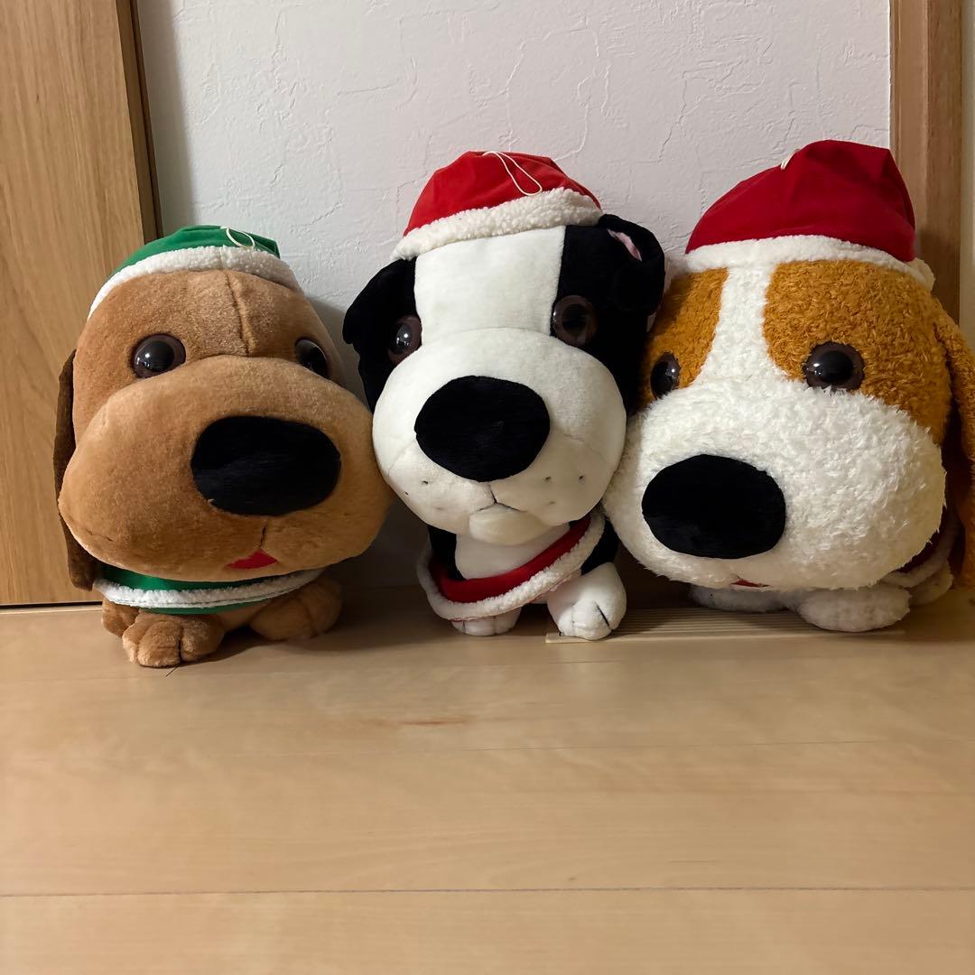 犬のぬいぐるみ　３体セット　PEANUTSCLUB クリスマス　コスチューム