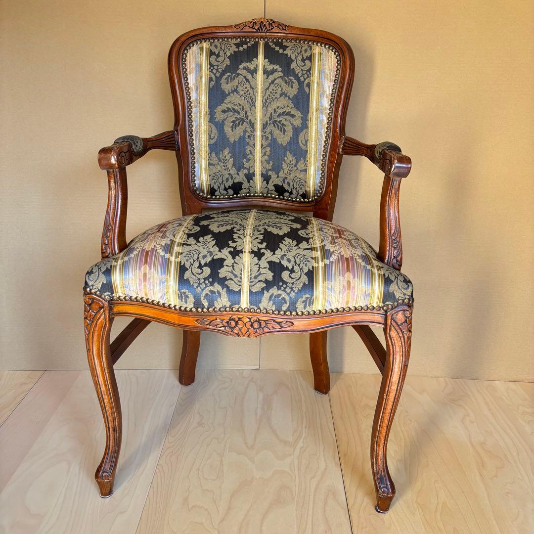 イタリア製 猫脚 アンティーク アームチェア クラシック 鋲打ち 1脚