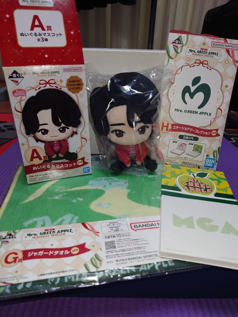 Mrs. GREEN APPLE 一番くじＡ賞大森元貴＆Ｇ賞タオルとＨ賞メモ