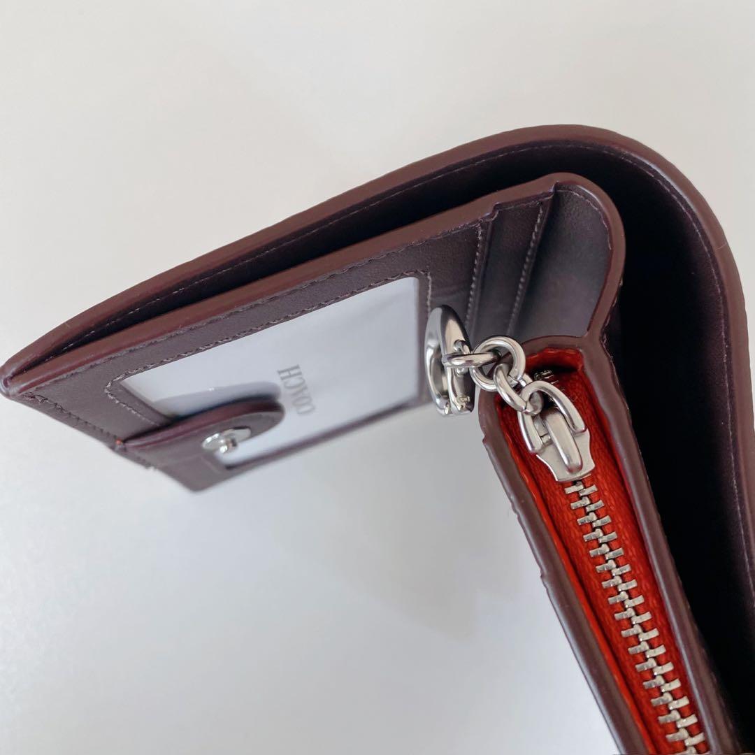 【新品未使用】COACHコーチ★二つ折り財布★Cチャーム★マイアミレッド★レザー
