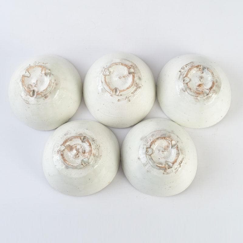 和食器　茶懐石　寿康窯　柳楽泰久作　粉引手　小鉢　五客　共箱　C　9333