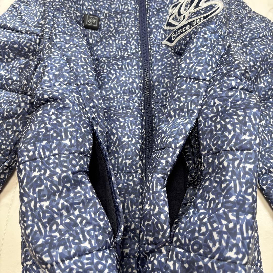 【美品】ZOY ゾーイ 中綿ジャケット ゴルフウェア 総柄 ロゴ 青 38