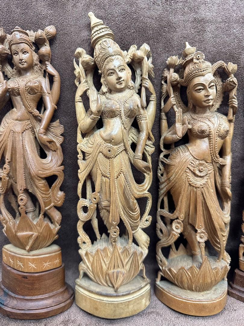 インド　白檀　弁財天　仏教美術　仏像 骨董 木像　木製　仏教　密教　置物