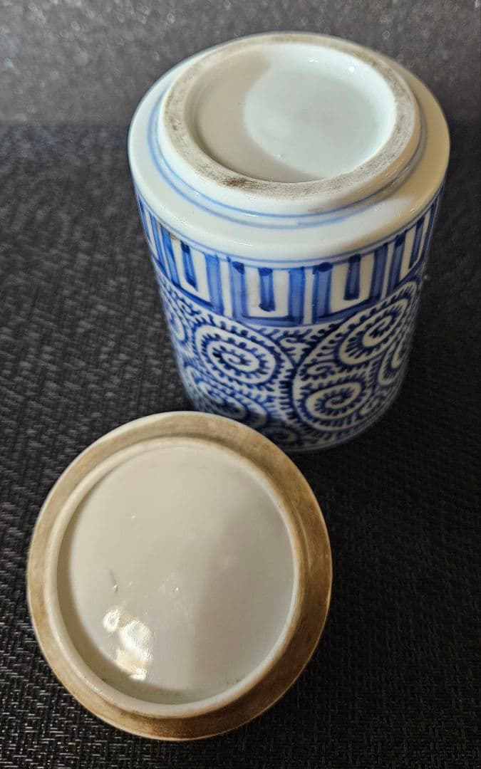 江戸時代後期　古伊万里　たこ唐草文様　 煙草盆　3点揃い　紫檀箱入　茶道具