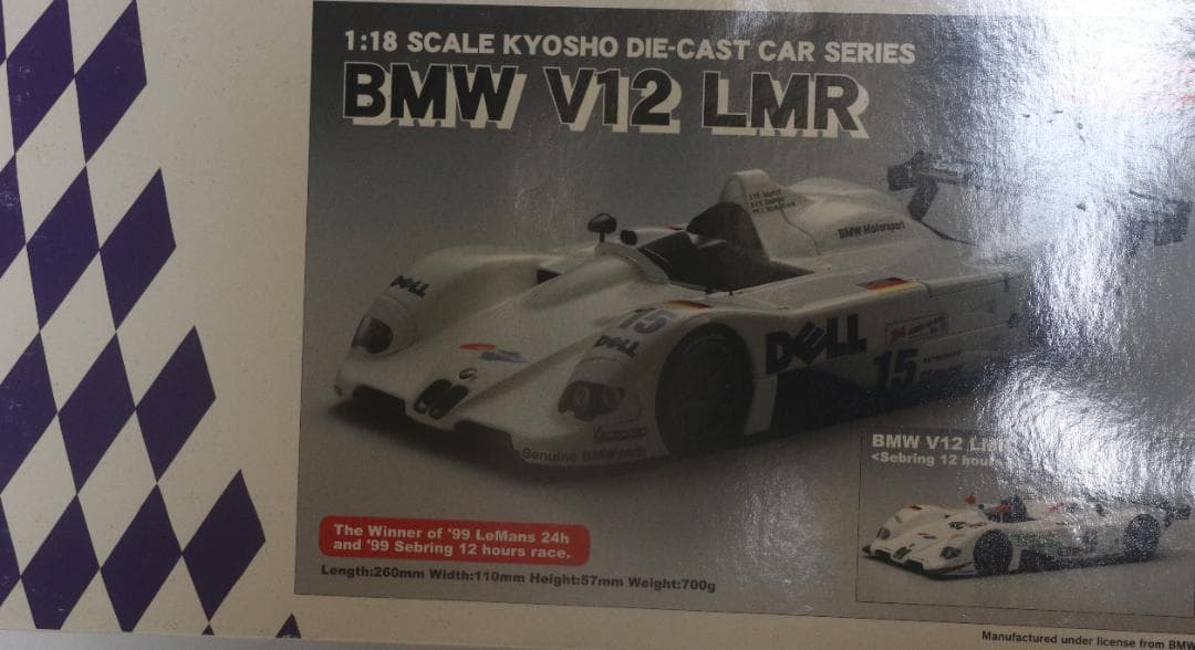 貴重 京商製BMW　Ｖ１２ＬＭＲ　1／１８　１９９９ル・マン２４Ｈ優勝車　中古品