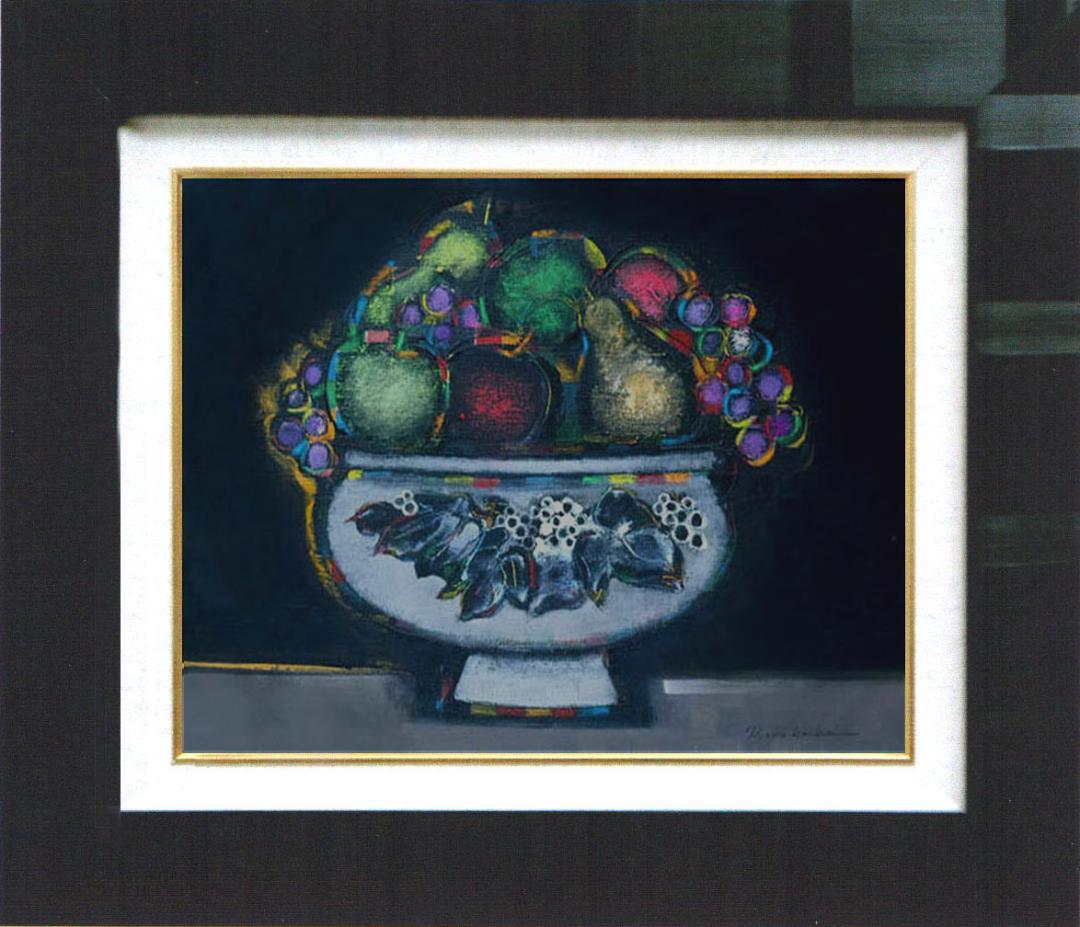 油絵 絵 絵画 インテリア 額付(黒) uF6-062004 静物 果物と器