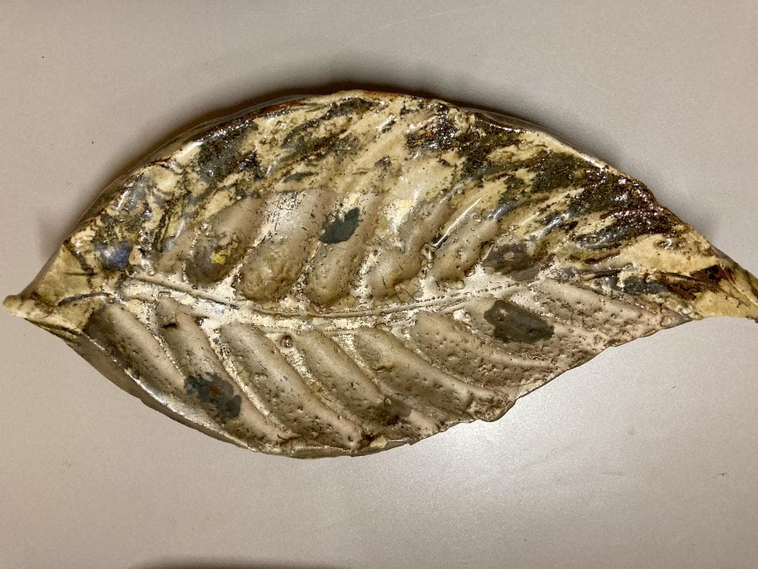 【値下】【5客】坪島土平 銀彩木ノ葉皿 共箱 【真作保証】