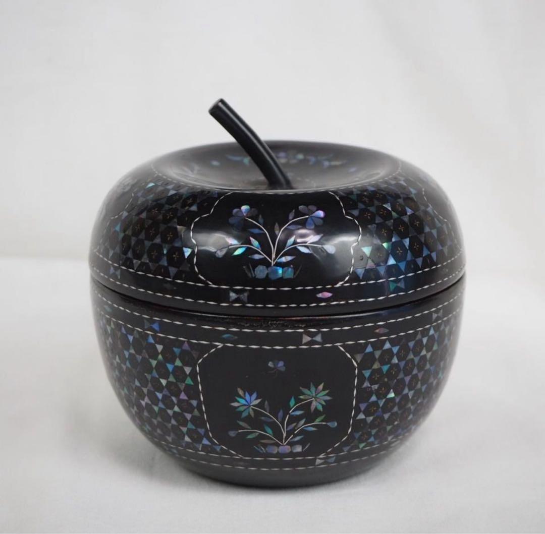 送料無料　古いりんご形螺鈿香合/蓋物　★希少品★