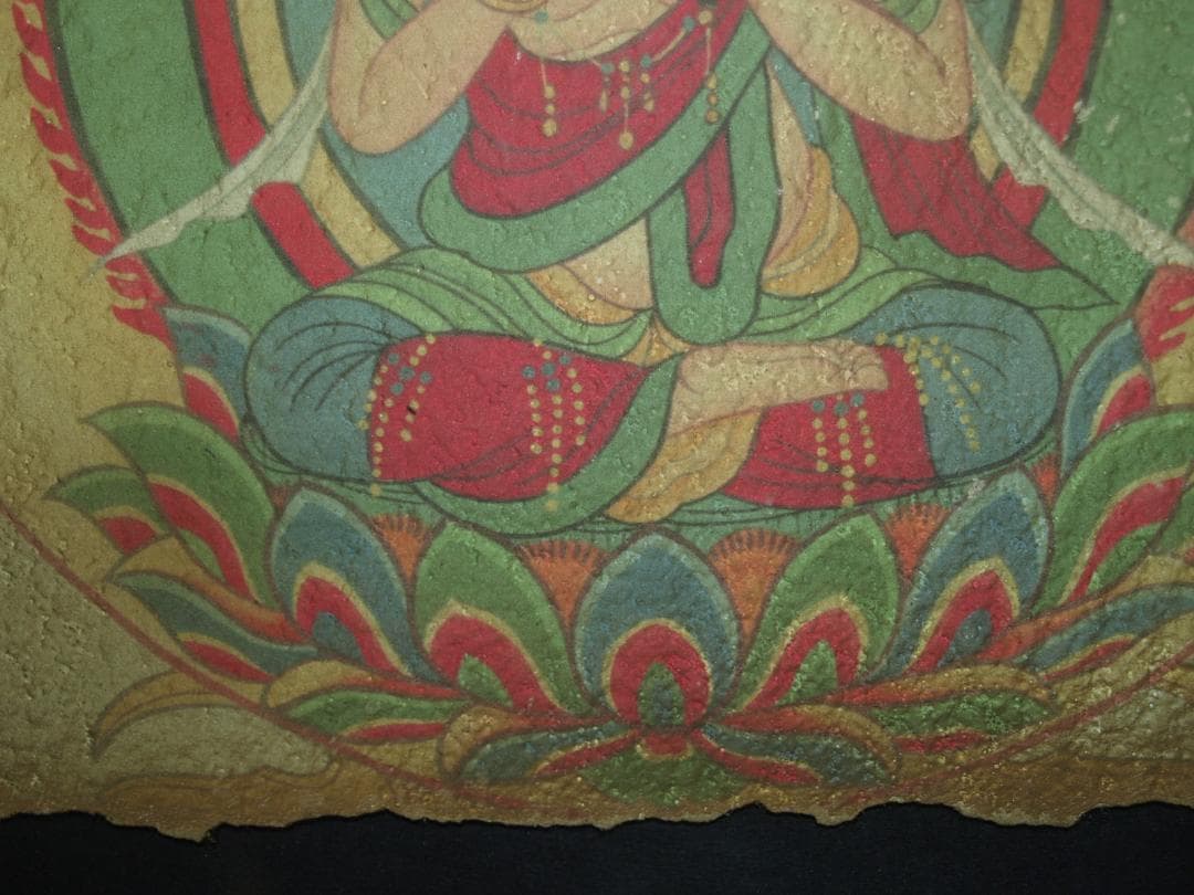 骨董市　掘り出し品中国唐時代　敦煌莫高窟壁画 彩絵 Z0985B18-5