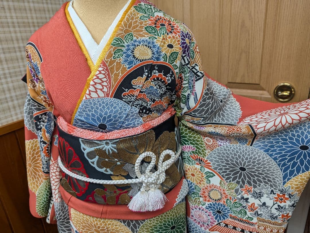 ★専用♦再お値下げしました！振袖+袋帯セット　京紅型　大輪万寿菊　丹後ちりめん