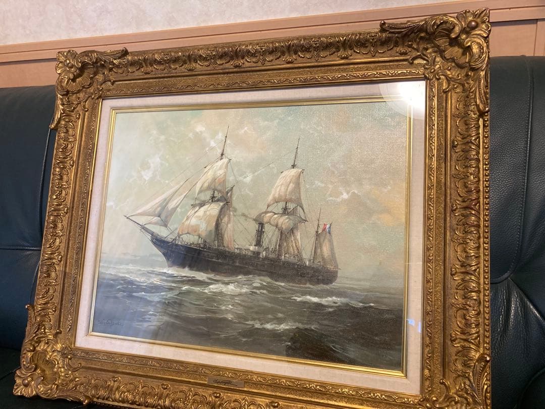 風*様 油彩画肉筆　海洋画家　鈴木政輝　作　「遥かな旅路」 41cm×53cm