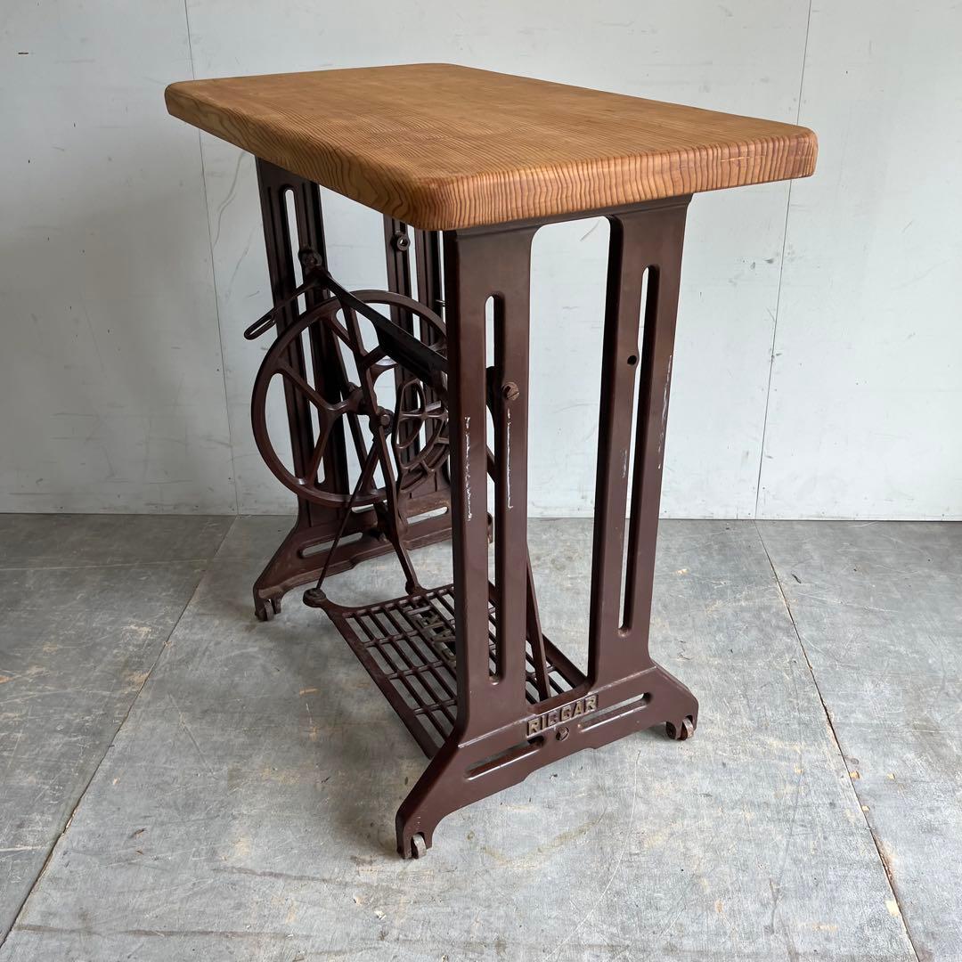 アンティーク ミシン脚 リメイク テーブル 古材 一枚板 昭和レトロ z540