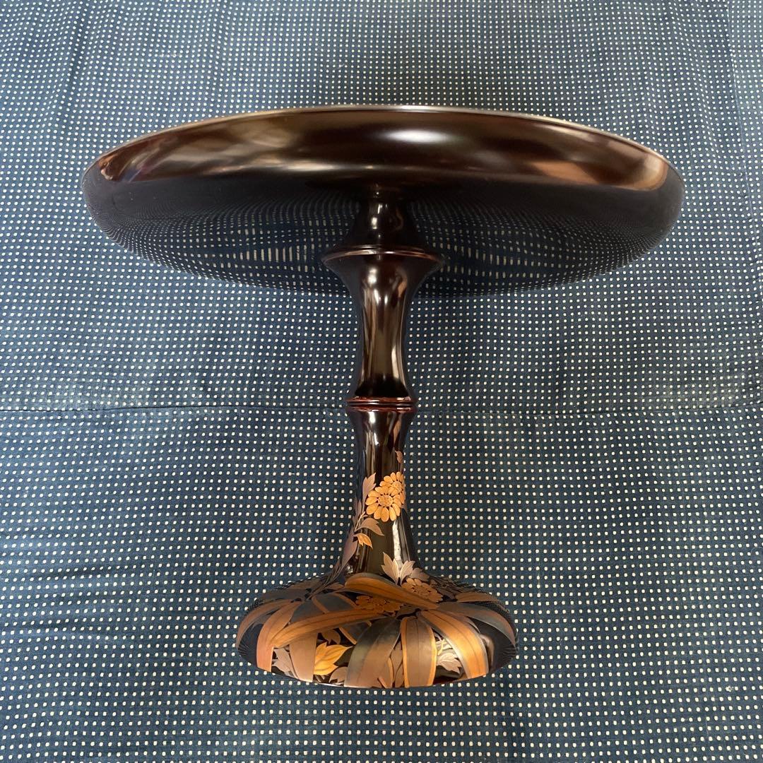 漆器　高台皿　蒔絵　金彩　木箱付き