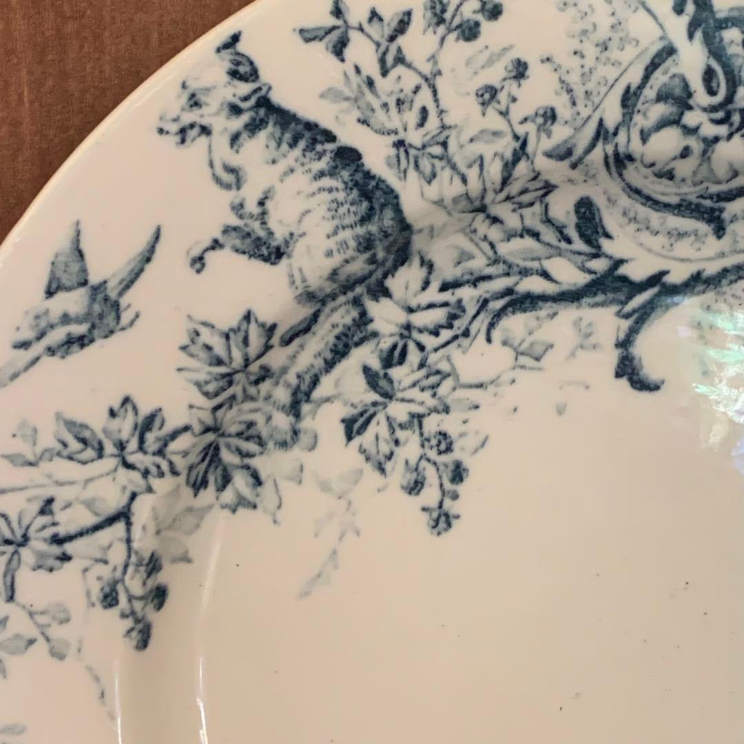 アンティーク　フランス　KG Runeville キツネ　プレート