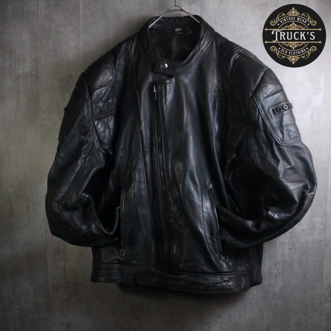SP古着 レザーライダース ７０’s XL ユーロ古着 オランダ製 ダブル本革.