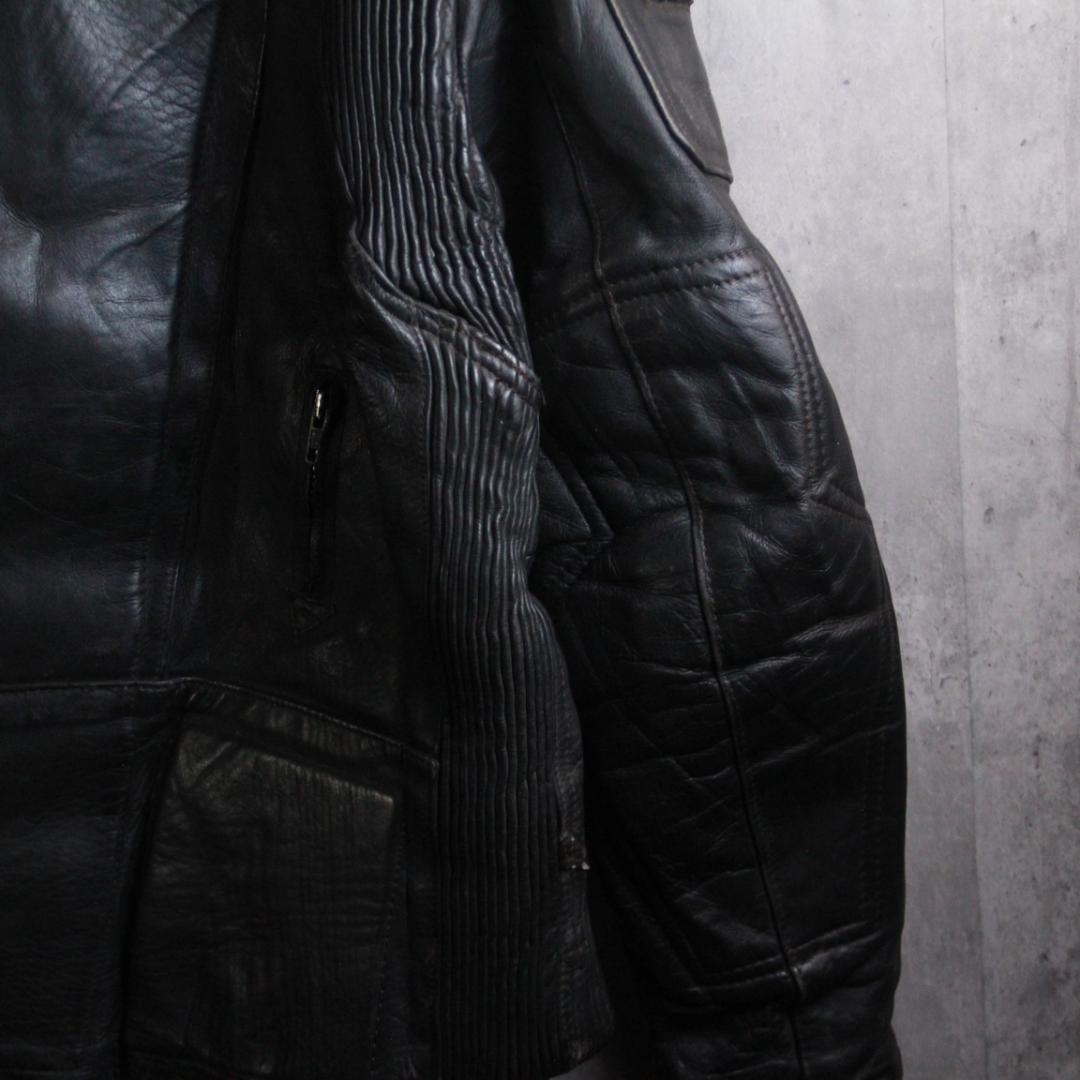 SP古着 レザーライダース ７０’s XL ユーロ古着 オランダ製 ダブル本革.